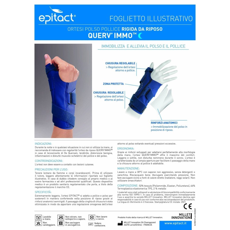 Tutore polso/pollice per tendinite epitact querv'immo destrom