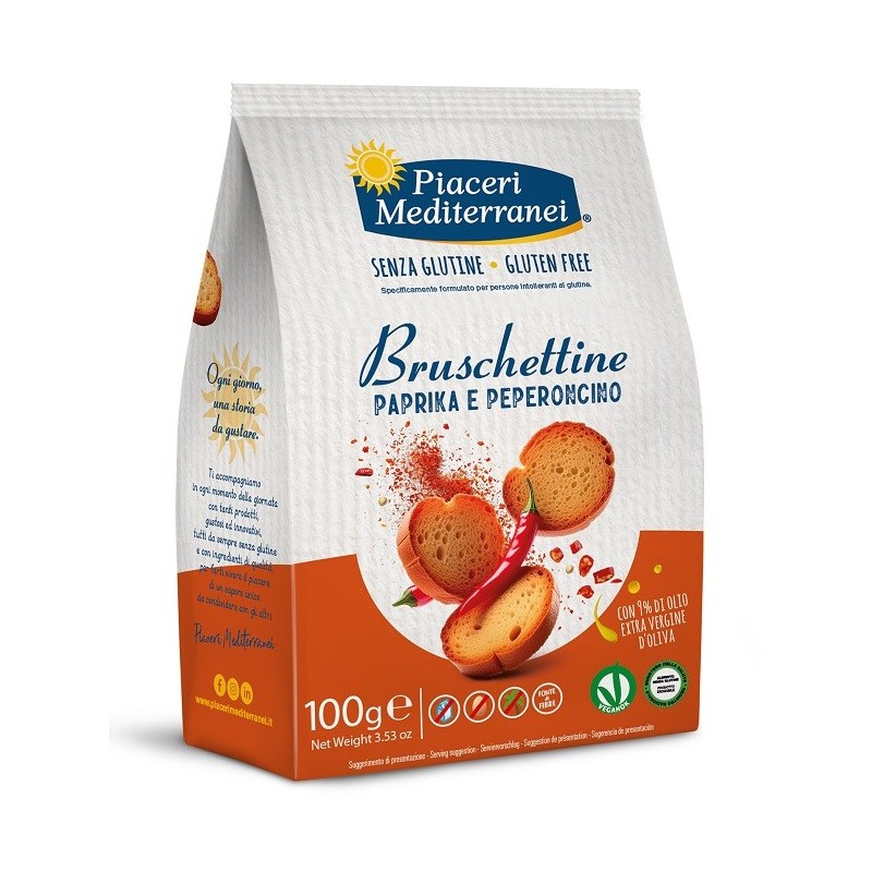 Piaceri mediterranei bruschettine paprika e peperoncino 100g Piaceri mediterranei bruschettine paprika e peperoncino 100g