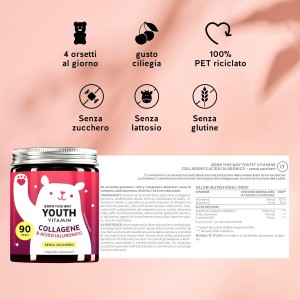 Born this way youth vitamin collagene & acido ialuronico 60caramelle gommose