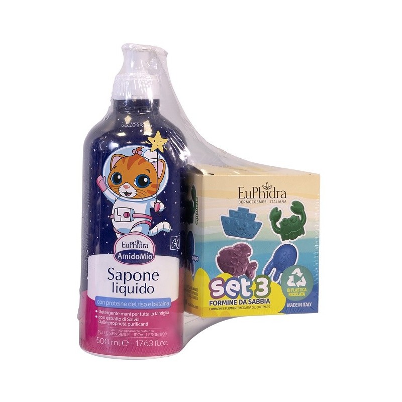 Euphidra amidomio abbinata sapone liquido 500 ml + set 3 formine da sabbia