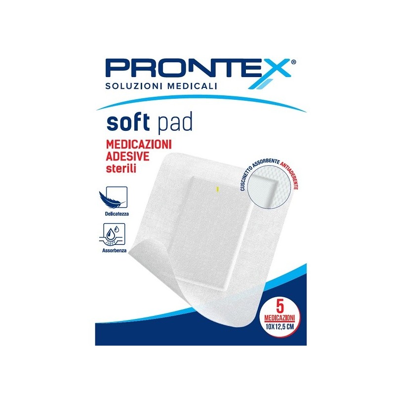 Medicazione adesiva sterile prontex soft pad 10x12,5 cm 5 pezzi