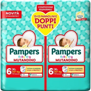 Pampers Baby Dry Pannolino Mutandina Extra Large Duo 26 Pezzi