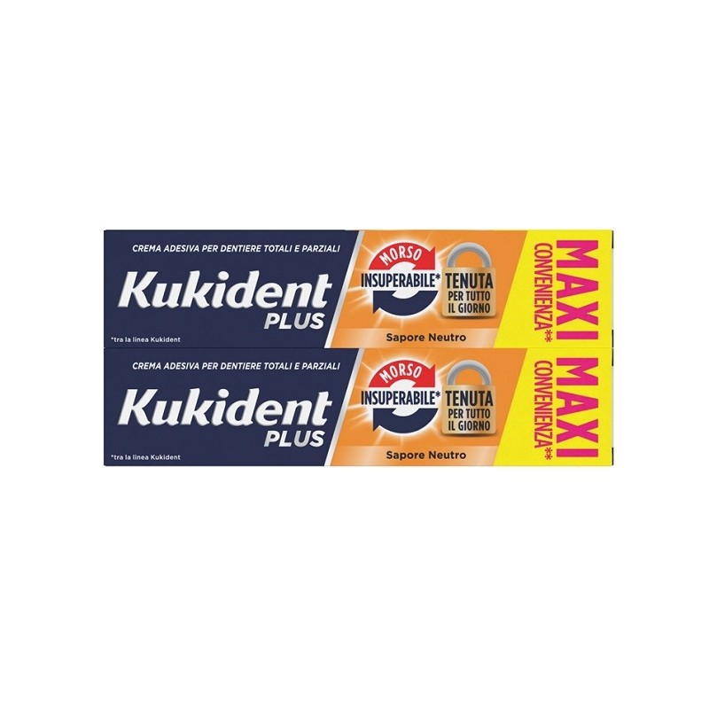 Kukident Bipacco Morso Insuperabile Crema Adesiva Dentiere 57 G X 2