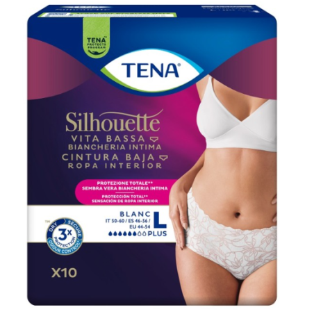 Pannolone A Mutandina Assorbente Tena Silhouette Plus White Large 10 Pezzi