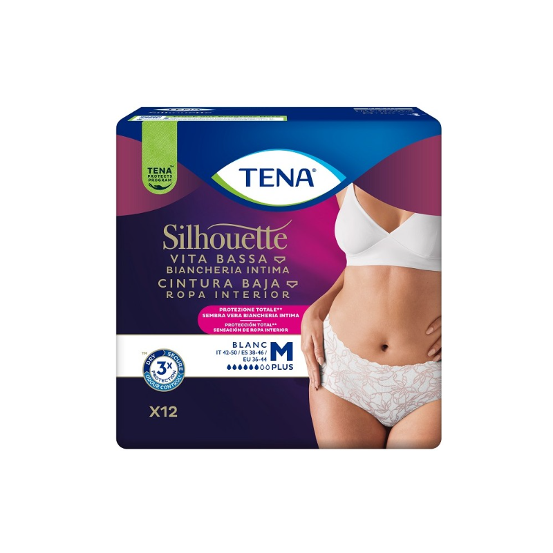 Pannolone A Mutandina Assorbente Tena Silhouette Plus White Medium 12 Pezzi