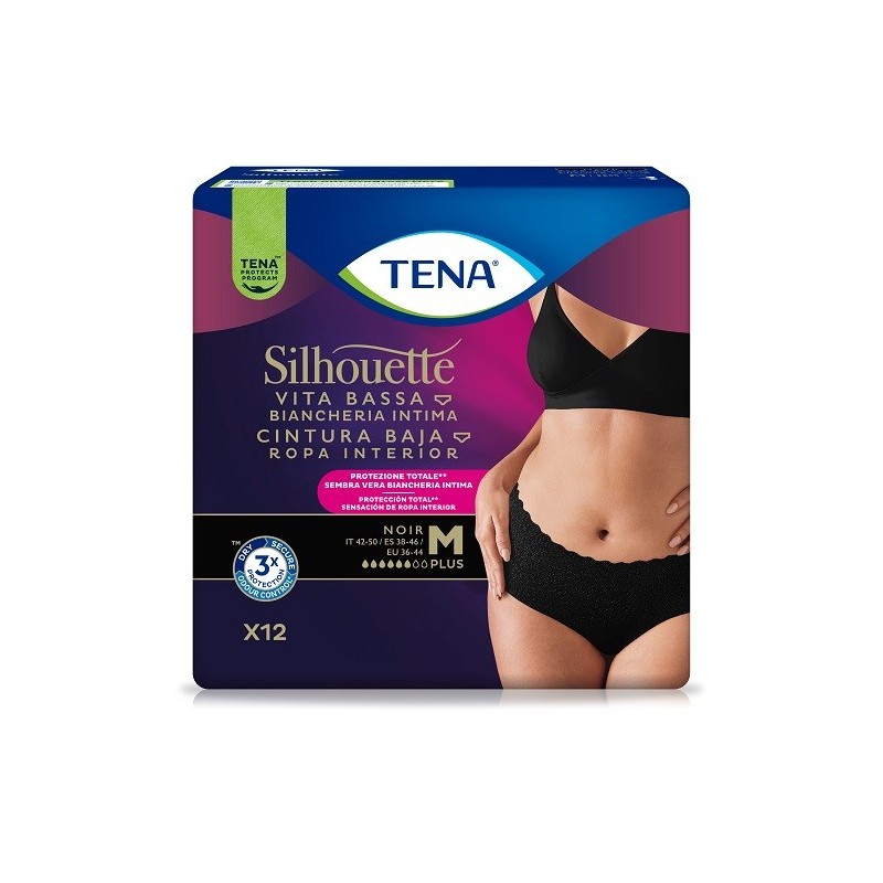 Pannolone A Mutandina Assorbente Tena Silhouette Noir M Vita Bassa 12 Pezzi