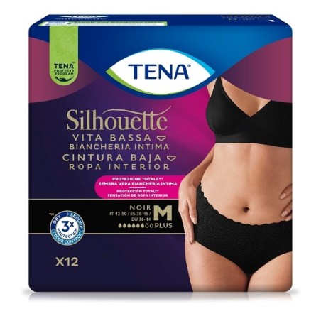 Pannolone A Mutandina Assorbente Tena Silhouette Noir M Vita Bassa 12 Pezzi