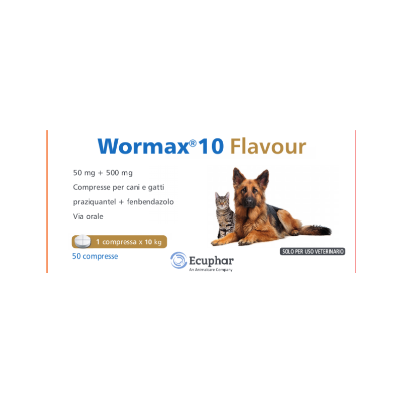 Wormax 10 Flavour 50 Mg + 500 Mg Compresse Per Cani E Gatti