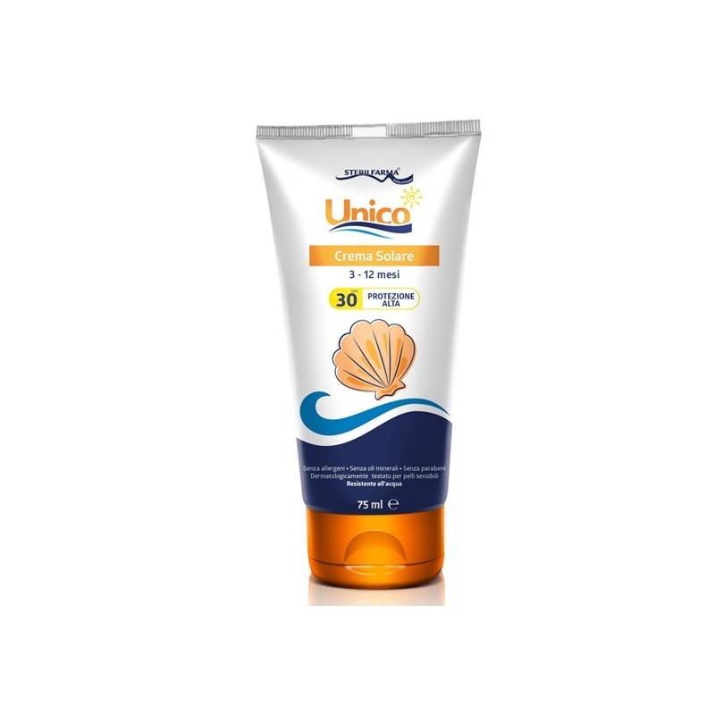 Unico Crema Solare 3-12 Mesi Protezione Alta Spf 30+ 75 Ml