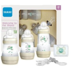 Mam Set Benvenuto Al Mondo Neutro 3 Biberon + 1 Clip + 1 Succhietto