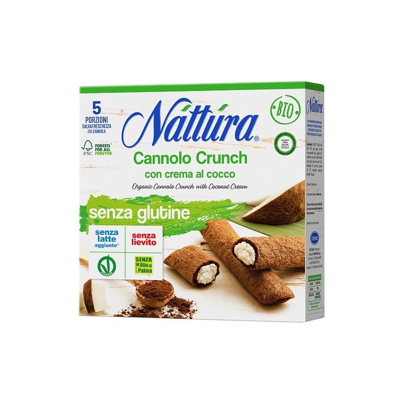 Nattura Cannolo Crunch Con Crema Al Cocco Bio 5 Pezzi Da 25 G Nattura Cannolo Crunch Con Crema Al Cocco Bio 5 Pezzi Da 25 G