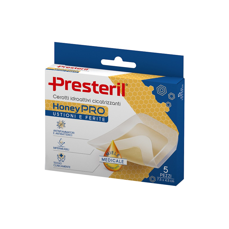 Cerotto Idroattivo Cicatrizzante Presteril Honeypro 5x7 Cm 5 Pezzi
