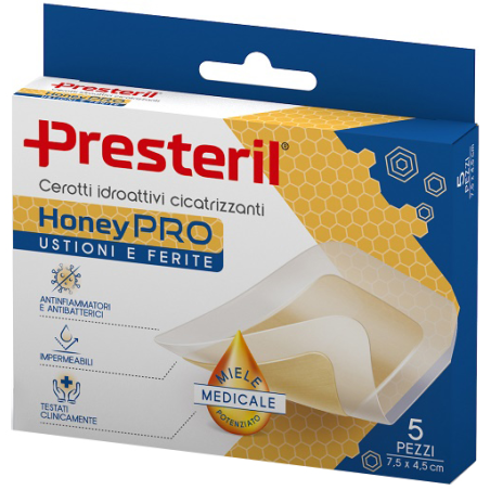 Cerotto Idroattivo Cicatrizzante Presteril Honeypro 5x7 Cm 5 Pezzi