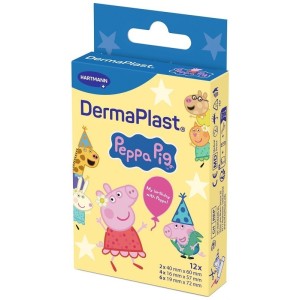 Cerotto Piccole Ferite Dermaplast Peppa Pig 2 Pezzi Da 40x60 Mm + 4 Pezzi Da 16x57 Mm + 6 Pezzi Da 19x72 Mm