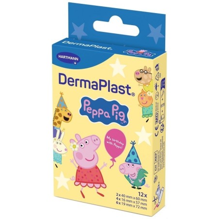 Cerotto Piccole Ferite Dermaplast Peppa Pig 2 Pezzi Da 40x60 Mm + 4 Pezzi Da 16x57 Mm + 6 Pezzi Da 19x72 Mm