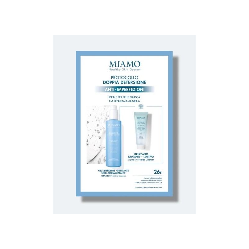 Miamo Doppia Detersione Anti-imperfezioni Protocollo 1 Aha/bha Purifying Cleanser 250 Ml + 1 Mini Crystal Oil 50 Ml