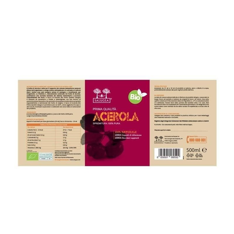 Salugea Succo Acerola Bio 500 Ml