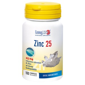 Longlife zinc 25mg 100 compresse