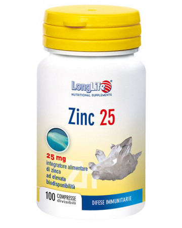 Longlife zinc 25mg 100 compresse