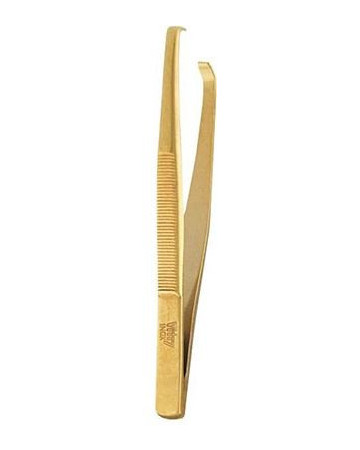 Pinzetta inox morso obl dorata