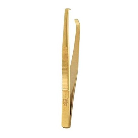 Pinzetta inox morso obl dorata