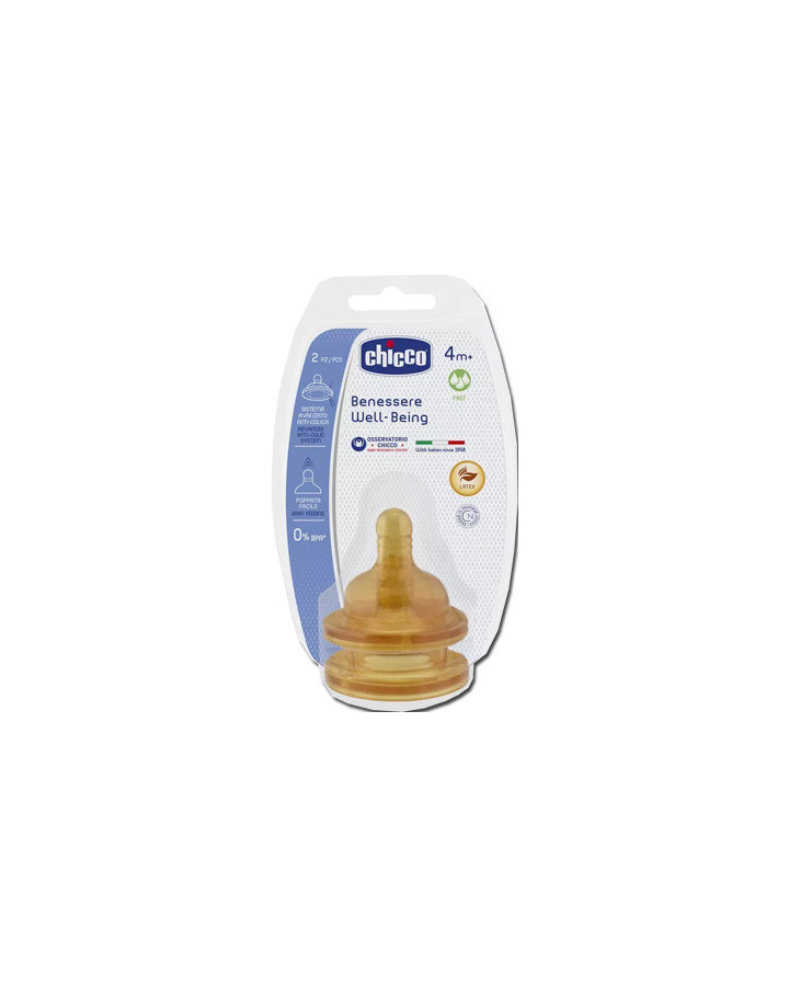 Tettarella Chicco Benessere Fast In Caucciù - Per Biberon, 2 Pezzi, 4+ Mesi, Arancione