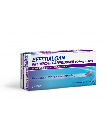 Efferalgan influenza e raffreddore 500 mg + 4 mg compresse rivestite con film