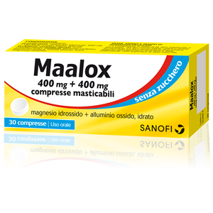 Maalox senza zucchero 30 compresse masticabili 400+400mg
