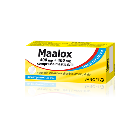 Maalox senza zucchero 30 compresse masticabili 400+400mg Maalox senza zucchero 30 compresse masticabili 400+400mg