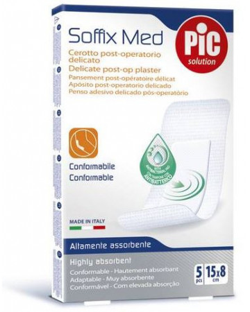 Cerotto pic soffix med in tnt con tampone centrale assorbente sterile monouso 15x8 cm antibatterico