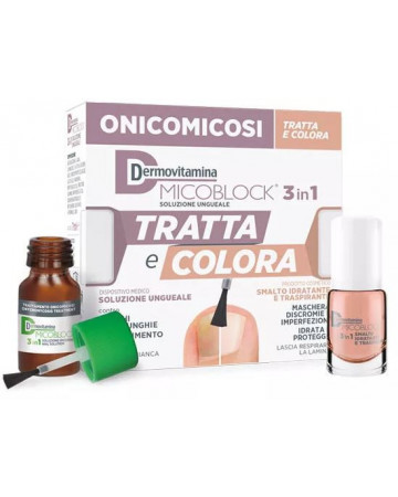 Dermovitamina micoblock 3 in 1 soluzione ungueale 7 ml + smalto idratante traspirante 5 ml