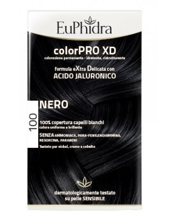 Euphidra colorpro xd 100 nero gel colorante capelli in flacone + attivante + balsamo + guanti