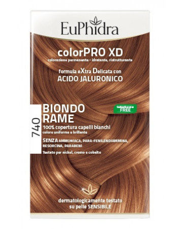 Euphidra colorpro xd 740 biondo rame gel colorante capelli in flacone + attivante + balsamo + guanti
