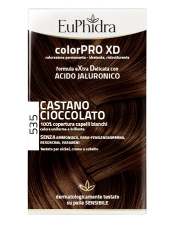 Euphidra colorpro xd 535 castano cioccolato gel colorante capelli in flacone + attivante + balsamo +