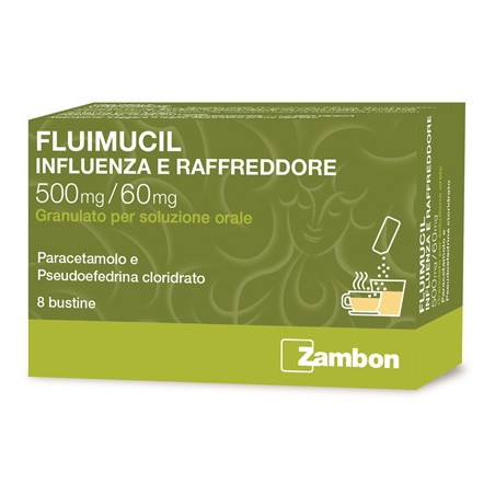 Fluimucl influenza e raffreddore 500 mg/ 60 mg granulato per soluzione orale