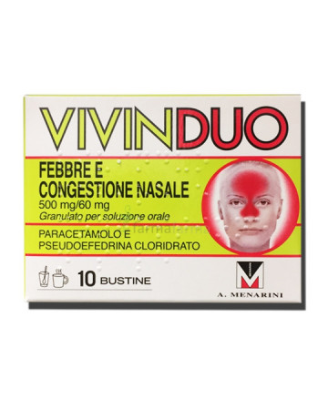 Vivinduo febbre e congestione nasale 500 mg/60 mg granulato per soluzione orale