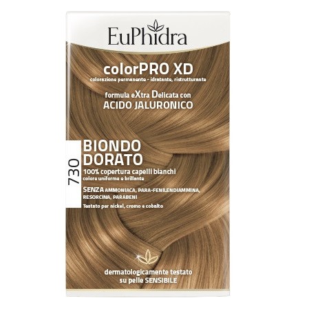 Euphidra colorpro xd 730 biondo dorato gel colorante capelli in flacone + attivante + balsamo + guan