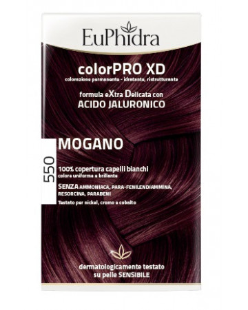Euphidra colorpro xd 550 mogano gel colorante capelli in flacone + attivante + balsamo + guanti