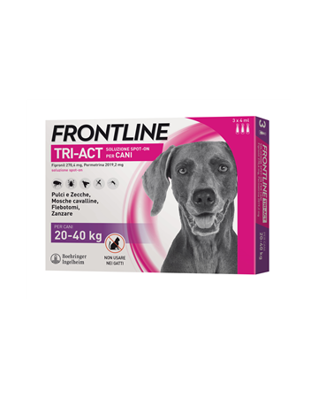 Frontline tri-act soluzione spot-on per cani di 20-40 kg