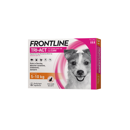 Frontline tri-act soluzione spot-on per cani di 5-10 kg