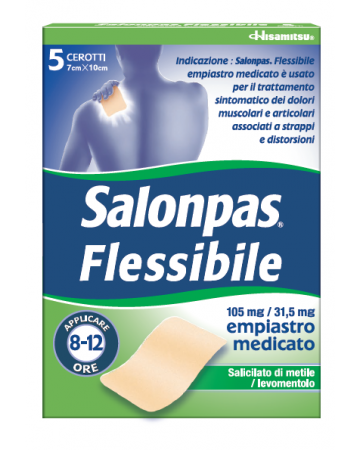 Salonpas flessibile, 105 mg/31,5 mg, empiastro medicato salicilato di metile / levomentolo