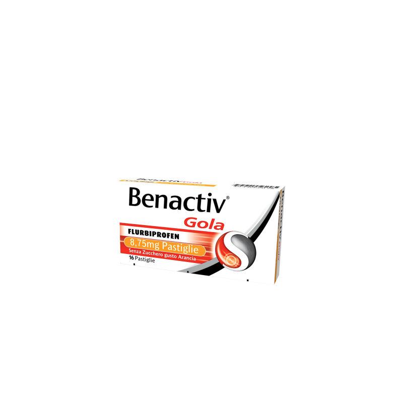 Benactiv gola 16 pastiglie arancia senza zucchero