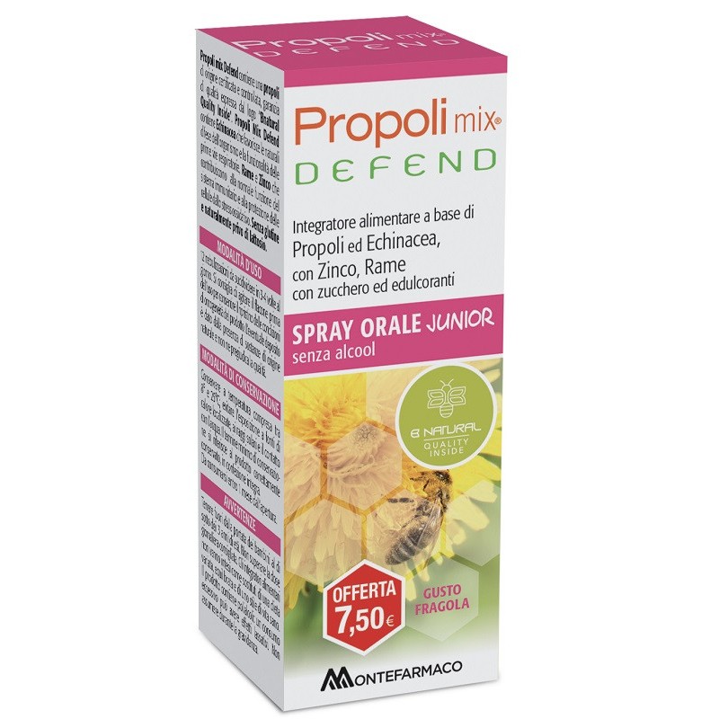 Propoli mix defend spray orale junior analcolico 30 ml gustofragola Propoli mix defend spray orale junior analcolico 30 ml gustofragola