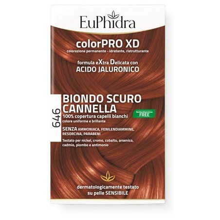 Euphidra colorpro gel colorante capelli xd 646 cannella 50 ml in flacone + attivante + balsamo + gua