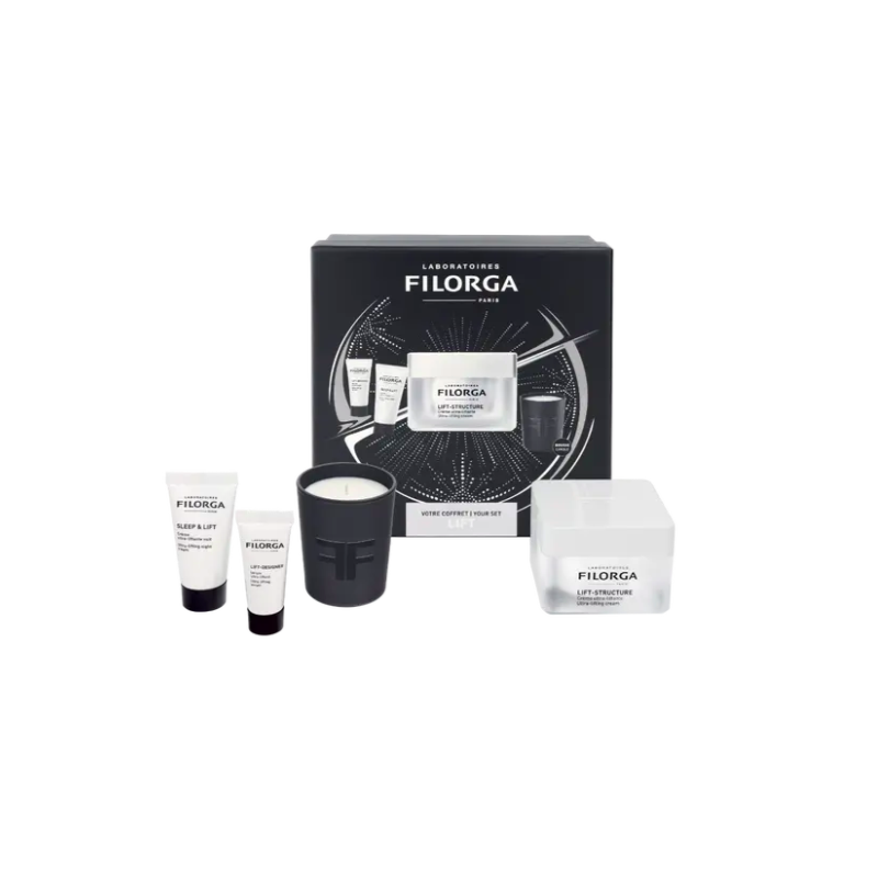Filorga xmas box lift 2023 1 lift structure 50 ml + 1 lift designer 7 ml + 1 sleep & lift 15 ml + 1 mini candle