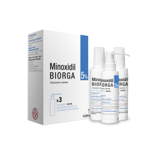 Minoxidil biorga (laboratoires bailleul) soluz cutanea 3 flaconi 60 ml 5%