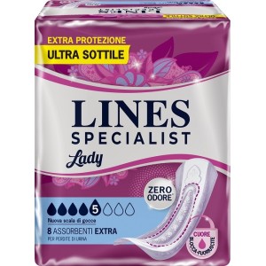 Assorbenti per incontinenza lines specialist lady extra ipoallergenici 8 pezzi