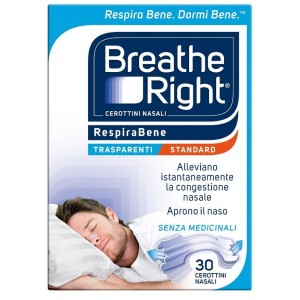 Cerotti nasali breathe right trasparenti 30 pezzi