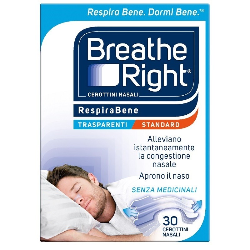 Cerotti nasali breathe right trasparenti 30 pezzi Cerotti nasali breathe right trasparenti 30 pezzi