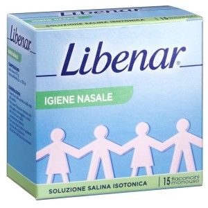 Soluzione salina isotonica 0,9% libenar per igiene nasale 15flaconcini monouso x 5 ml